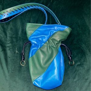 Green and blue swirl bucket bag